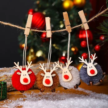 1 BUC Ornamente de Craciun Pentru Pomul de Crăciun, Lână Simțit Desene animate Cerb Pandantiv Pom de Crăciun Pandantiv Accesorii cadou