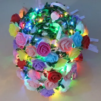 10buc Femei Fete LED Intermitent de Flori cu Bandă de susținere Lumina Strălucire Neon Party Cununa de Cosplay Aniversare de Nunta de Crăciun navidad