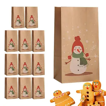 12 buc Cadou de Crăciun de Hârtie Pungi Reutilizabile Bomboane Saci Portabile Trata Genti Multifunctionale Cookie Pungă Ambalaj Cadou Consumabile