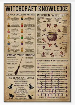 12x8 Inch Tablă de Metal Semn de Epocă Poster,Vrăjitoare de Magie Cunoștințe de Perete de Arta,Vrăjitorie Cunoștințe Poster,Bucătărie Vrăjitorie