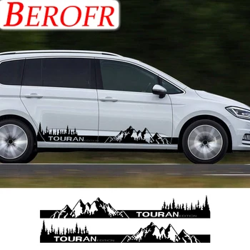2 BUC Laterale Auto Autocolante Usi Pentru Volkswagen VW Touran Tuning Accesorii Panel Van Părți Munte Grafică Decalcomanii de Vinil