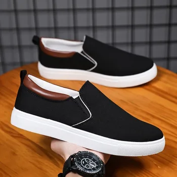 2023 Bărbați Panza Pantofi de Moda Adidasi Casual Neagra Dantela-up Pantofi de Sport Vulcanizat Pantofi Ușoare, Plăcute Plat Pantofi de Primăvară