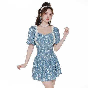 2023 Nou Stil Fusta de-O bucată de Plat Unghi de costume de Baie Femei Conservatoare U-gât Moda coreeană Mici Piept de Primăvară Fierbinte Costum de baie