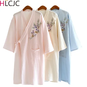 2023 Stil Chinezesc Brodate Pijamale Homewear Bumbac Kimono De Vara Noi Pijamale Femei Halate Pijamale Crep Cămăși De Noapte