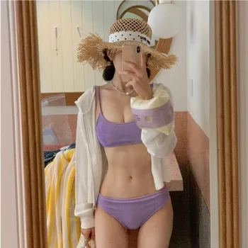2023-coreean Ediție Pure Lust Fata Culoare Solidă Split Sexy Bikini de Costume de baie pentru Femei Bikini Resort Hot Springs Costume de baie Bikini