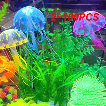 2~100BUC Artificiale Înot Stralucitoare Efect Meduze Decor Acvariu Rezervor de Pește Underwater Live Plantă de Ornament Luminos Acvatice