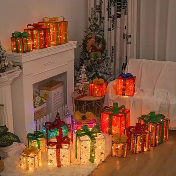 3Pcs/Cutie Crăciun Luminat Cutie de Cadou Decor Festiv Cadou Caz pentru Acasă în aer liber Cald, Fermecător Pom de Crăciun Ornament