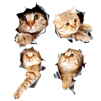 (4buc) 3D Cat Masina Autocolante, Decal / Autocolant pentru Geam, Camion, Masina, Laptop sau iPad