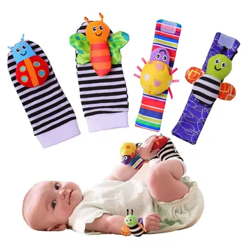 4buc Șosete pentru Copii Bratara Set cu Fular Jucării de Pluș Nou-născut Cadou Benzi de Desene animate Infant Toddler Ciorapi Jucarii Educative