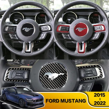 4x Volan Masina din Fibra de Carbon Autocolante Decoratiuni Interioare Accesorii Pentru Ford Mustang 2015-2022 2016 2017 2018 2019 2020