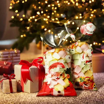 50Pcs Santa Candys Biscuit Pungi de Plastic, Decor de Crăciun Cadouri Pungi Xmas Ambalaj Pungă Petrecere de Anul Nou Livrările 2023