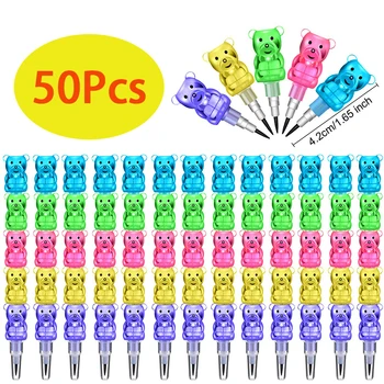 50Pcs care pot fi Stivuite Creioane Plastic Urs Creioane pentru Copii care pot fi Stivuite Punct de Creioane 5 In 1 care pot fi Stivuite Creioane Rechizite Școlare
