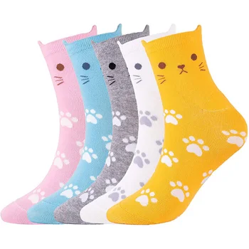 5Paris Pisica Drăguț Modă Șosete Desene animate tridimensionale Urechi Mid-calf Socks