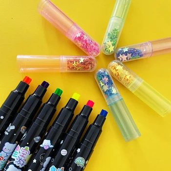 6 Culori/set Kawaii Stele Stilou de Evidențiere Bomboane de Culoare Drăguț Stamper Pen Mână cont Student cadouri Scoala Rechizite