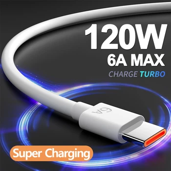 6A 120W cu USB de Tip C Super-Rapid de Încărcare Cablu Pentru Redmi Nota 11 12 Turbo Fast Charing Cablu de Date Pentru Xiaomi Mi 13 12 Pro Realme POCO