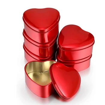 6PCS in Forma de Inima Cutii Metalice Cutie cu Capace de Cutii de Bomboane Inima de Tablă Goală Biscuiți Bomboane Borcan pentru Ziua Îndrăgostiților Ziua