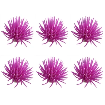 6X Acvariu Rezervor de Pește de Mare Artificială Fals Coral Ornament Decor Violet