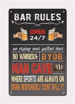 Amuzant Bar Reguli Tablă de Metal Semn 8x12 inch Amuzant Home Decor Retro de Metal Bar Pub Poster,Bar Decor