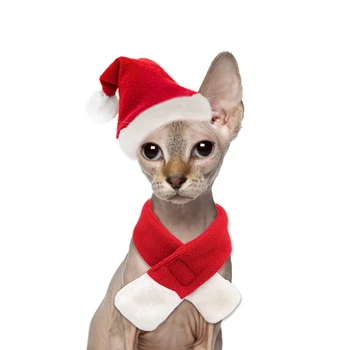 Animale De Companie Costume De Crăciun Pălărie Eșarfă Set Pentru Pisici Câini Xmas Santa Pălării Cu Eșarfă Costum De Crăciun Îmbrăcăminte Costume De Animale De Companie