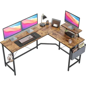 Birou de calculator, L-în formă de jocuri de noroc birou, acasa, birou cu detasabila monitor stand, birou de calculator