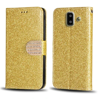 Bling Diamant din Piele Portofel din Piele de Caz Pentru Samsung Galaxy J6 Plus capacul telefonului