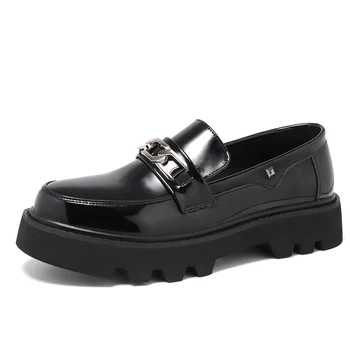 Brand de lux barbati Pantofi de Toamna Rotund Toe Platforma Negru Mocasini Casual sex masculin Mare deget de la picior din piele pantofi Confortabili pentru barbati#18625