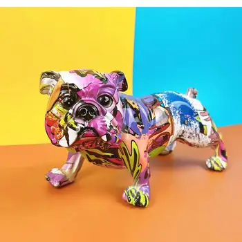 Bulldog englez Decorative Statuie Creative, pline de culoare de Animale Sculpturi Decorative Acasă de Arta Perfect pentru TV Cabinet Rasina de Artizanat