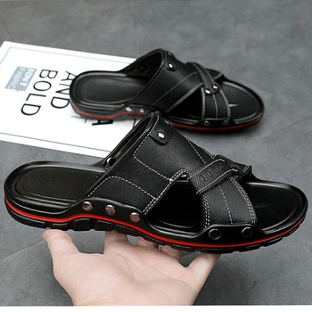 Bărbați de Mari Dimensiuni Papuci din Piele la Modă în aer liber Clasice de Pantofi Casual de Afaceri Anti-alunecare Confort Sandale Zapatillas Hombre
