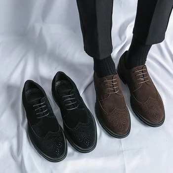 Casual Piele Barbati Pantofi Rochie de Afaceri de Lux din Piele Pantofi Office Pantofi Nunta, Pantofi Brogue Domn Formale Oxfords Black