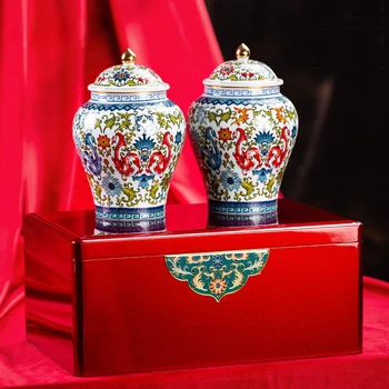Ceainic Rosu Nou Ambalare Cutii Universal Ceramice Pure De Mână De Desen De Flori De Plante Mediu Sigilat Dublu Oală Personalizate Noul Stil Chinezesc