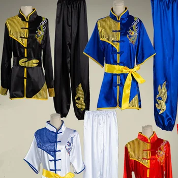 Chineză Wushu Uniformă Kungfu Haine De Arte Marțiale Costum Taolu Îmbrăcăminte Dragon Broderie Costume Pentru Barbati Femei Copii, Băiat, Fată