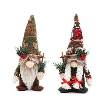 Crăciun Gnome Village Tricotate Pălărie de Pluș Barba pentru Papusa Elf Pitic Ornament
