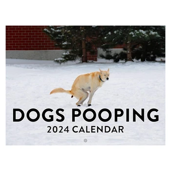 Câinii Caca 2024 Calendar De Perete Câine Amuzant Model 2024 Calendar De Perete Pentru Anul Nou Cadouri De Craciun Ușor De Utilizat