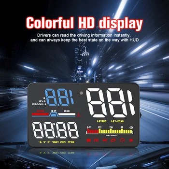 D5000 OBD2 HUD Head Up Display Vitezometru Mașină KMH MPH Tahometru Parbriz Projetor Depășirii Alarmă cu LED-uri de Piese Auto Electronice