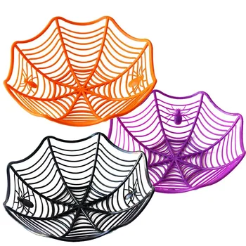 Decor de Halloween Negru Spider Web Castron, Platou cu Fructe Bomboane de Biscuiti Pachet Coș Castron Truc sau Trata Petrecere de Halloween Consumabile