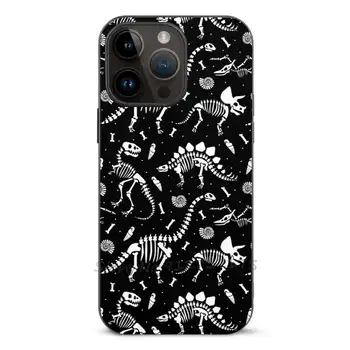 Dinozaur-Negru Si Alb Telefon Caz Pentru Iphone 11 12 13 14 Pro Max 12 13 14 Mini 7 8 Plus Xr Fibre Caz Piele De Dinozaur Dino
