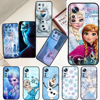 Disney Printesa Elsa Pentru Xiaomi Mi 13 12 11 10 11T 10T 9T 9 8 Nota 10 Ultra Pro Lite Silicon Moale Neagră Telefon Caz Coque Capa