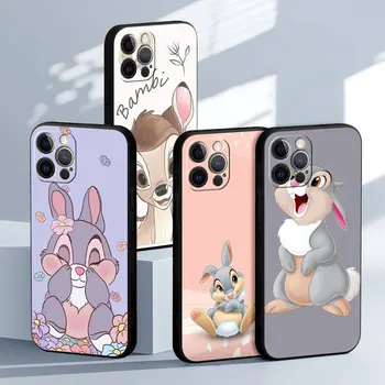 Disney Thumper Drăguț Caz Pentru Apple iPhone 11 13 14 15 Pro Max 12 Mini 8 7 Plus XR X XS 6 Negru Coajă Moale Funda TPU Capacul Telefonului