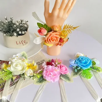 Domnișoara de onoare Încheietura mâinii Flori de Trei-dimensional de Simulare de Flori Pălării Handmade Rose Accesorii de Îmbrăcăminte