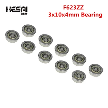 F623ZZ 3mm*10mm*4mm F623 ZZ Miniatură Flanșă Deep Groove Ball Rulmenți Radiali cu Bile 3x10x4mm 10BUC/Lot