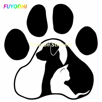 FUYOOHI Autocolante Câine Pisică Dragoste de Animale Amuzante Desene animate de Masina Autocolante de Vinil Decal Decor Model Negru/alb Accesorios Para Auto