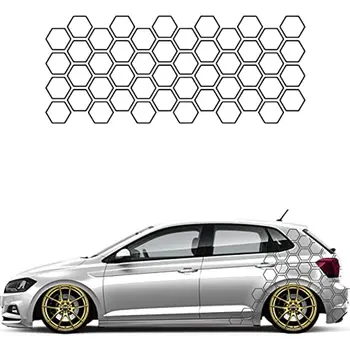 Fagure de miere Hexagon Model de Vinil Portiera Laterală Decalcomanii Autocolante Decoratiuni Decal pentru Dimensiune Universală, Mașină Livrea (Negru)