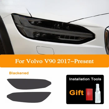 Faruri masina de Protecție Tentă de Film Pentru Volvo V90 S90 2017 2018 2019 2020 Fum Negru Transparent TPU Lumina Autocolant Accesorii