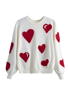 Femeile Ziua Îndrăgostiților Pulover Inima Print Cu Maneci Lungi Pulovere Topuri Casual Tricot Vrac Jumperi