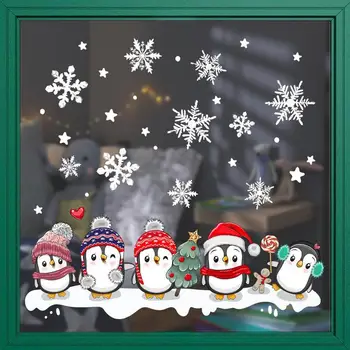 Fulg De Nea Crăciun Fereastră Se Lipește Autocolante Pentru Sticla Decoratiuni De Craciun Pinguin Fulgi De Zăpadă Fereastră Se Agață Decalcomanii Fulg De Nea