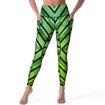 Geometrice Abstracte Pantaloni De Yoga De Artă Modernă De Imprimare Lucra Jambiere Mare Elastic Talie Pantaloni Sport Casual Design Yoga Legging Cadou