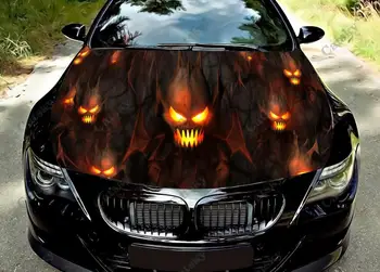 Halloween Întuneric Diavolul Craniu Capota Mașinii Autocolante de Vinil Folie de Vinil Capac Motor Decalcomanii Autocolant pe Masina Accesorii Auto