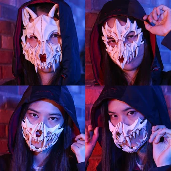 Horror Craniu Măști De Demoni Lup Dumnezeu Tengu Anime Masca Cosplay Costum De Halloween Petrecere De Carnaval Masca De Fata Jumătate De Acoperire Acoperirea Capului Elemente De Recuzită
