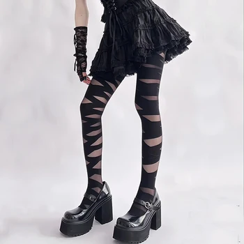 JK Lolita Coapsa Inalta Ciorapi Dresuri Femei Y2k Fete Bandaj cu Dungi Chilot Femei Dresuri Lenjerie Sexy Ciorapi de Nailon Strans