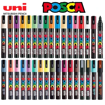 Japonia Uni Posca Markeri Pen Kit Complet PC-1M,PC-3M ,PC-5M Pictura Graffiti Vopsea Pixuri Markeri de Alcool Cosas De Papelería